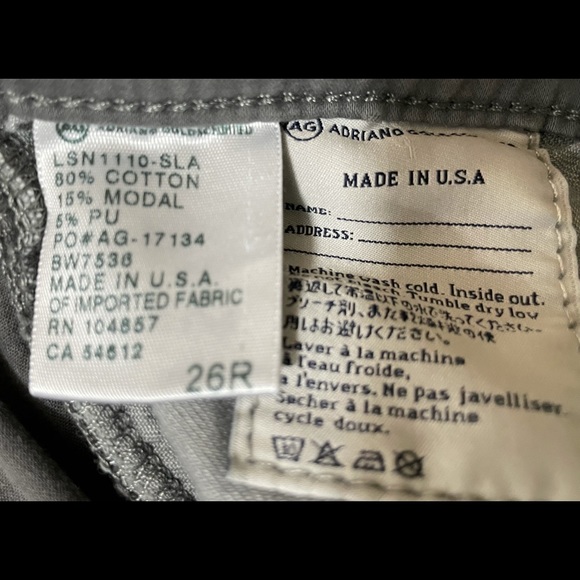 AG Adriano Goldschmied USA Women's gray The Stilt Cigarette stretch Jeans SZ 26 - Picture 6 of 7